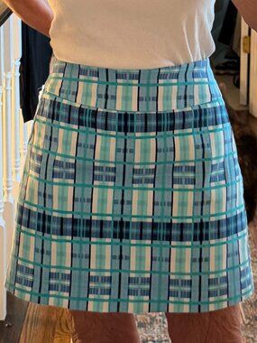 Plaid Skort, Blue Aqua,  Preppy, Resort wear,  Golf Tennis NWT Petite 8P (#65)
